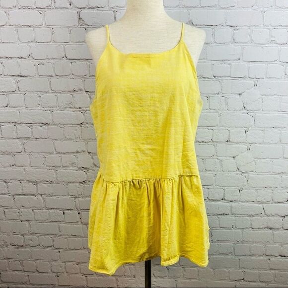 Harlowe & Graham Yellow Cotton Skirted Strappy Top - Picture 3 of 10